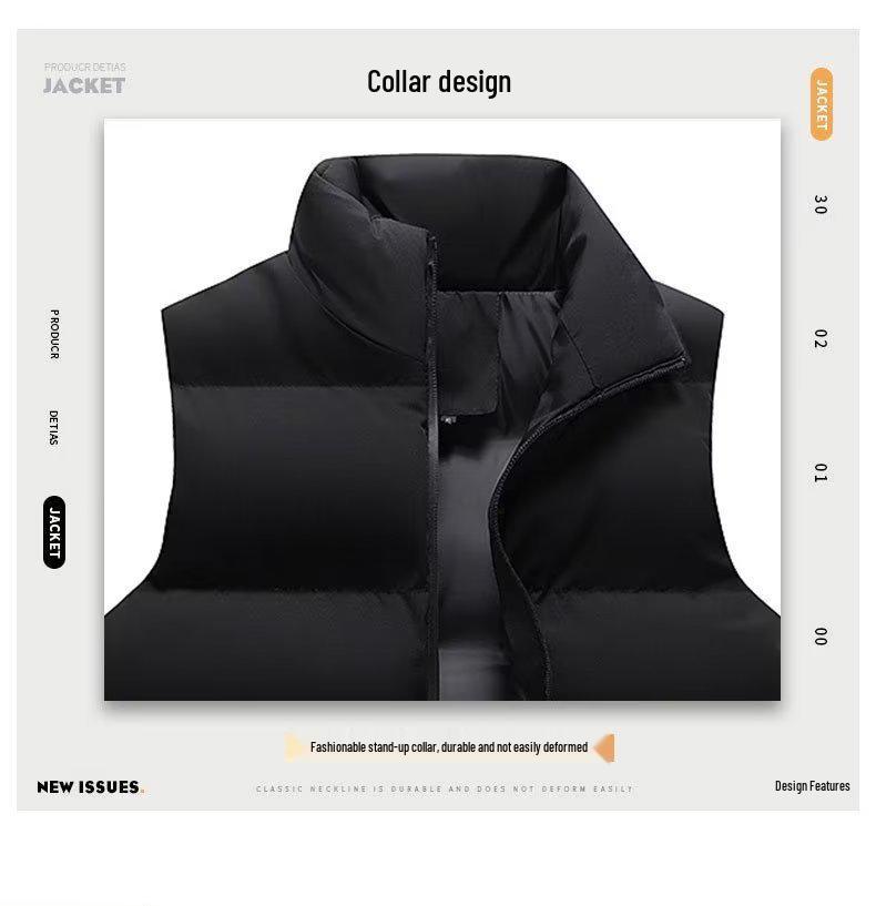 Men's Large Size Thick Warm Cotton Vest for Autumn and Winter