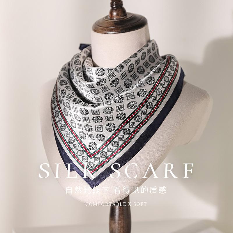 100% silk scarf small square scarf, versatile summer versatile high-end mulberry silk fashion sun-protection neck-tie small scarf