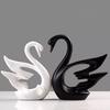 Lavish Modern Home Décor Swan Couple | Matte Finish Ceramic Figurines (Set of 2Pc, White and Black)
