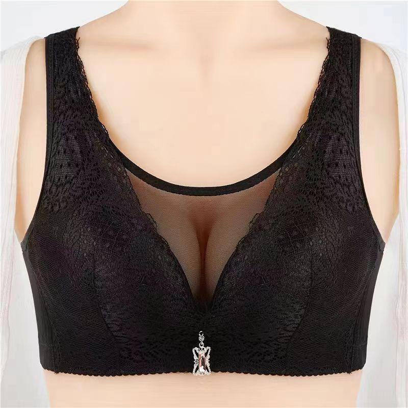 Summer Thin Anti Sagging Bra Without Steel Rims Plus Size Lace Bra Adjustable Double Breast Bra