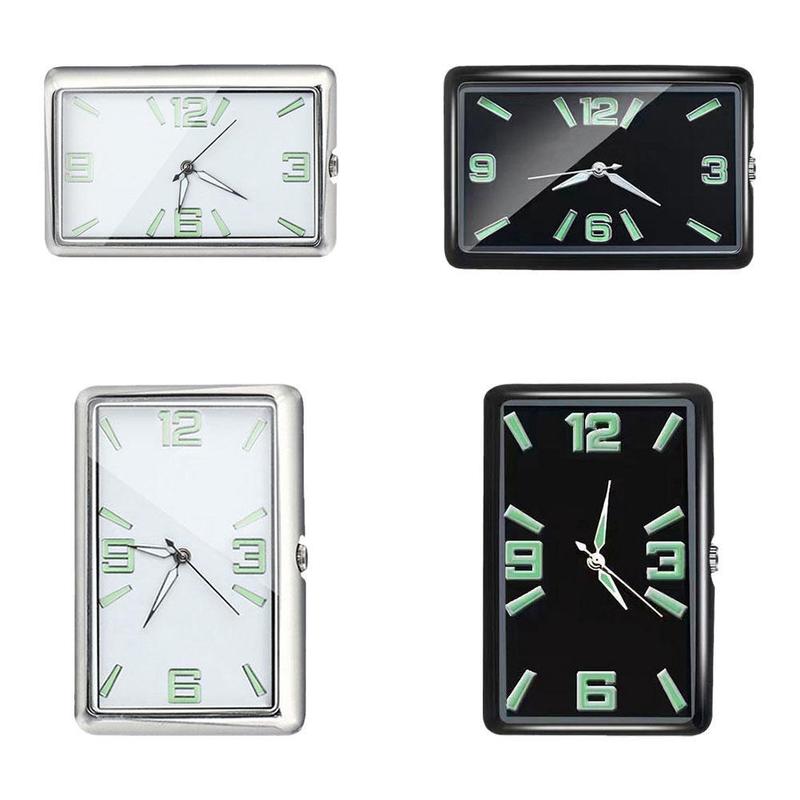 Car Quartz Electronic Clock Car Air Vent Self Adhesive Quartz Clock Workbench Storage Cabinet Noctilucent Electronics Clock