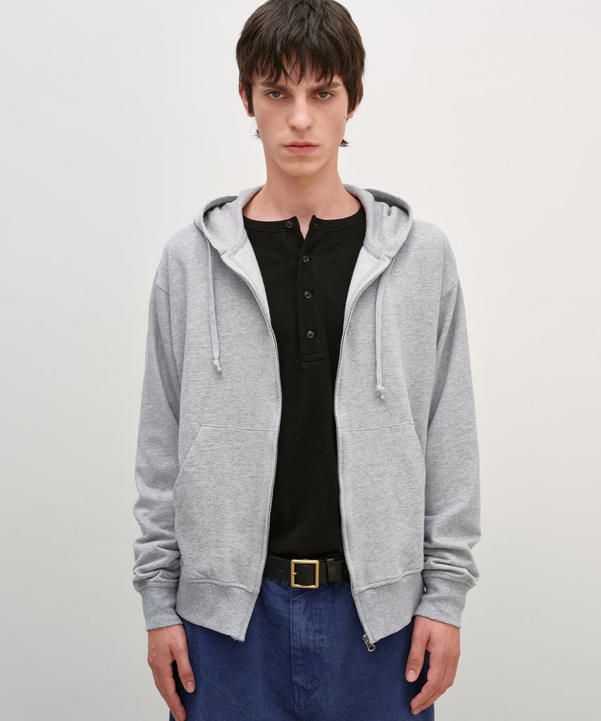 INSILENCE Lightweight Zip-Up Hoodie Melange Grey
