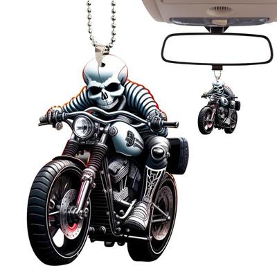 Car Arylic Skeleton Ornament 2D Flat Acrylic Pendant Quirky Skeleton Automotive Trim Seasonal Decorations With Lanyard For Key