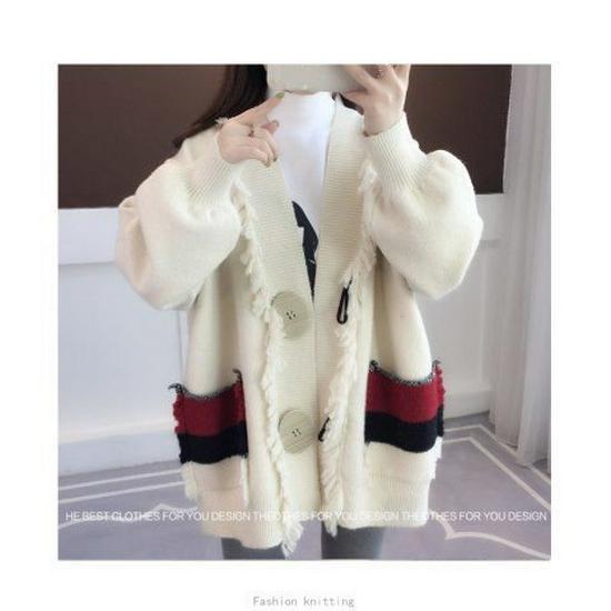 

Женский универсальный кардиган свободного кроя в корейском стиле - Однотонный, утолщенный для весны и осени S синий