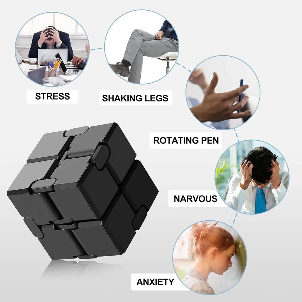 Alloy&Plastic Infinity Cube Fidget Toy Ultra-Durable Sensory Stress Reliever for Adults & Kids Anxiety Relief Gift