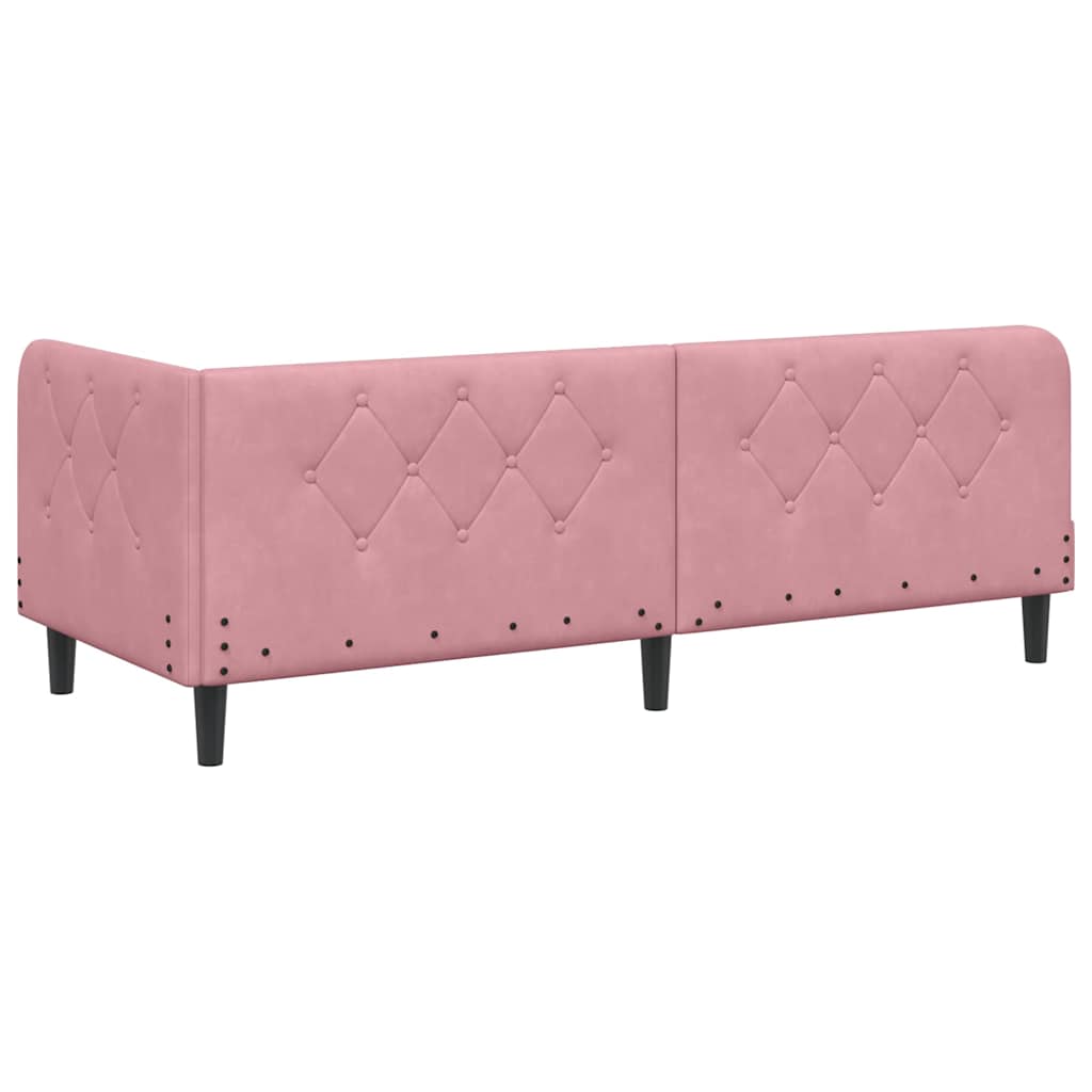 L Shaped Bed Frame Pink 80 x 200 cm Velvet