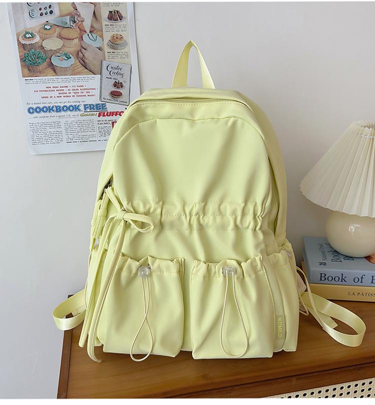 Schoolbag Niche Design Pleated Backpack Women Travel Lightweight Cute Bow Schoolbag Junior High School Girls College Student Backpack