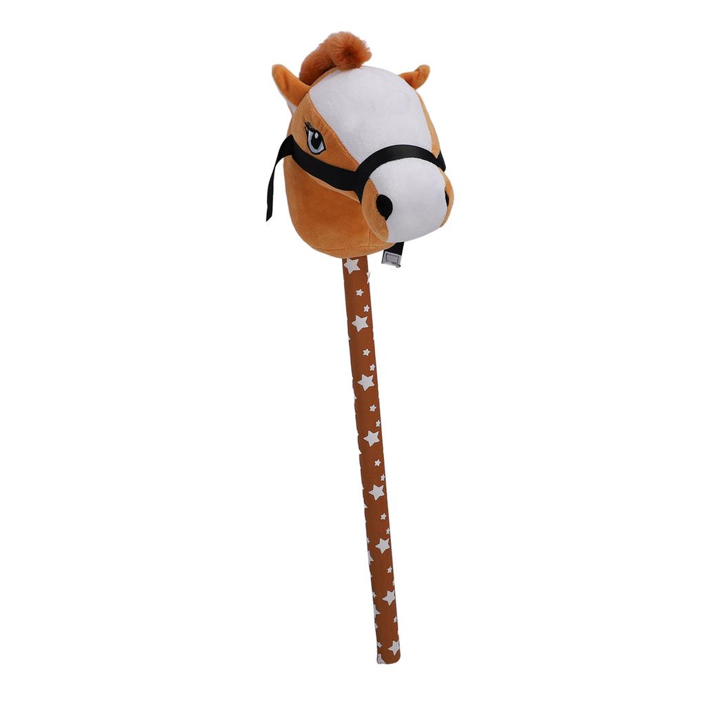 Stick Horse Plush with Neighing Galloping Sounds Pony Horseback Riding Game Stuffed Stick Horse