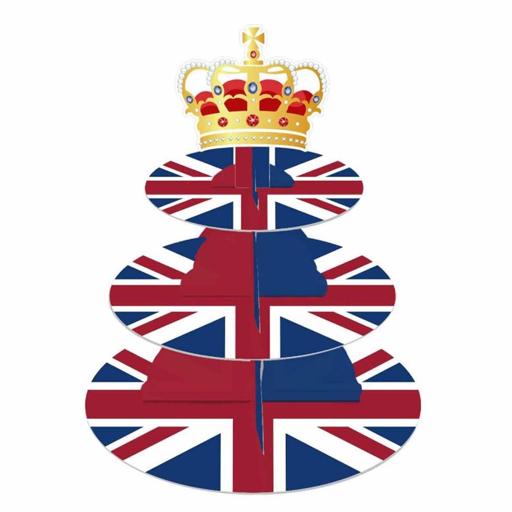 Подставка для торта Union Jack 3-ярусная подставка для кексов Union Jack Коронация Его Величества Короля Карла III Британские украшения Union Jack
