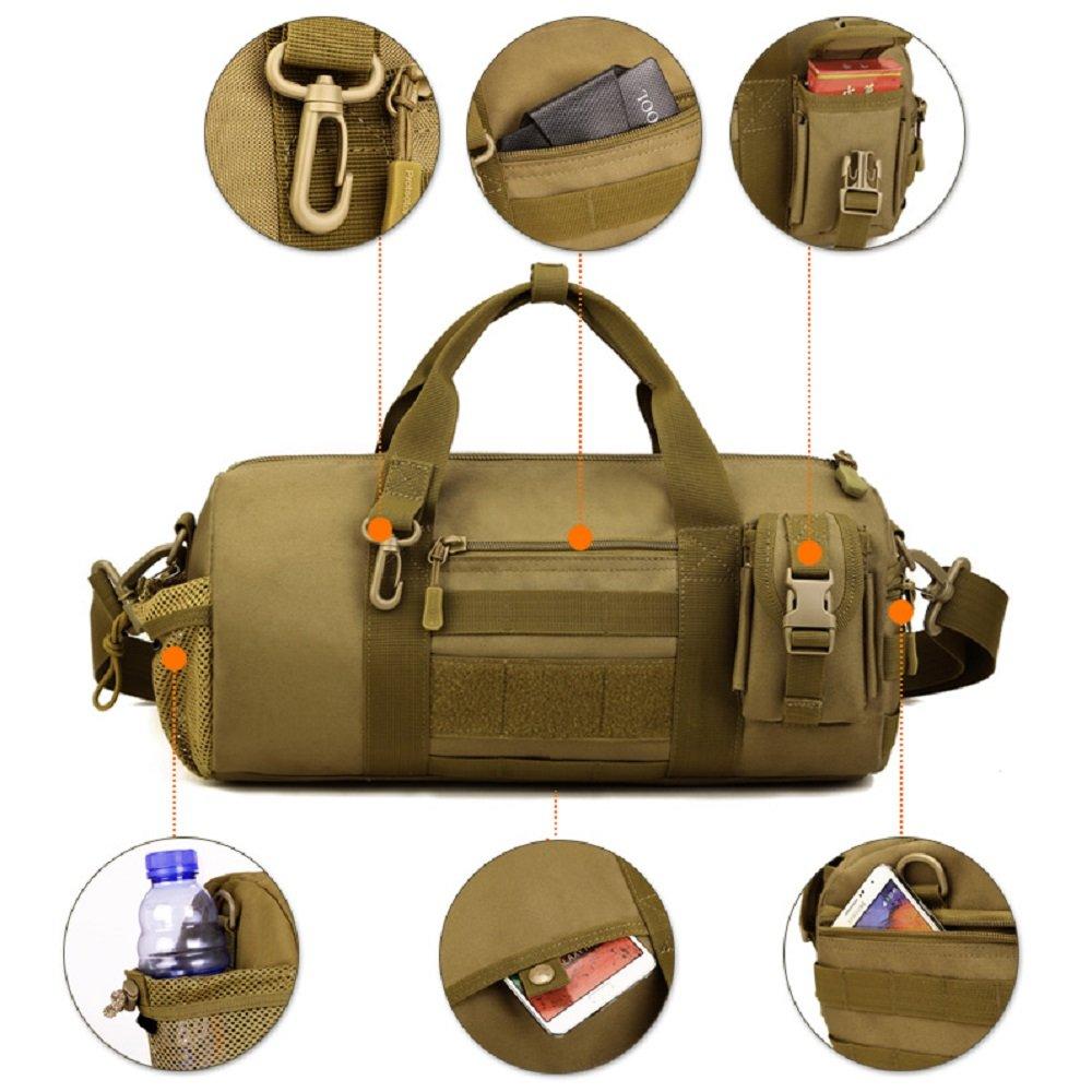 PHOENIX IKKI Large Capacity Camouflage Bag for Outdoor Tactical Ideal for Military Brown Tub-Shaped Water-Resistant One-Shoulder Use, Enthusiasts,
