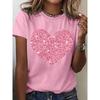 Cartoon Printed T-Shirt Casual Short-Sleeve Round Neck Top for Women Suitable for Summer Fashion Clothing