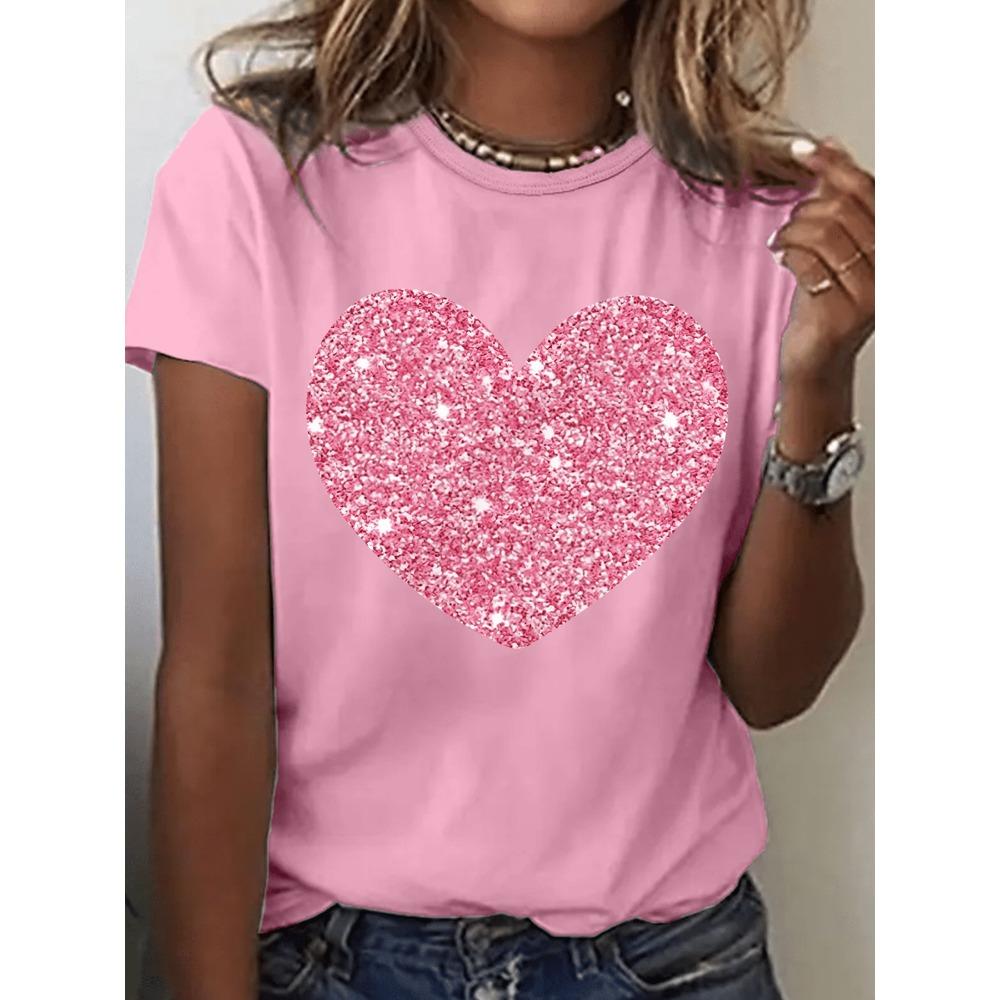Cartoon Printed T-Shirt Casual Short-Sleeve Round Neck Top for Women Suitable for Summer Fashion Clothing