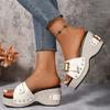 Women's Slippers 2025Summer New Platform Sandals Retro Metal Buckle Slippers Designer Wedge Sandals for Women Casual Beach Shoes