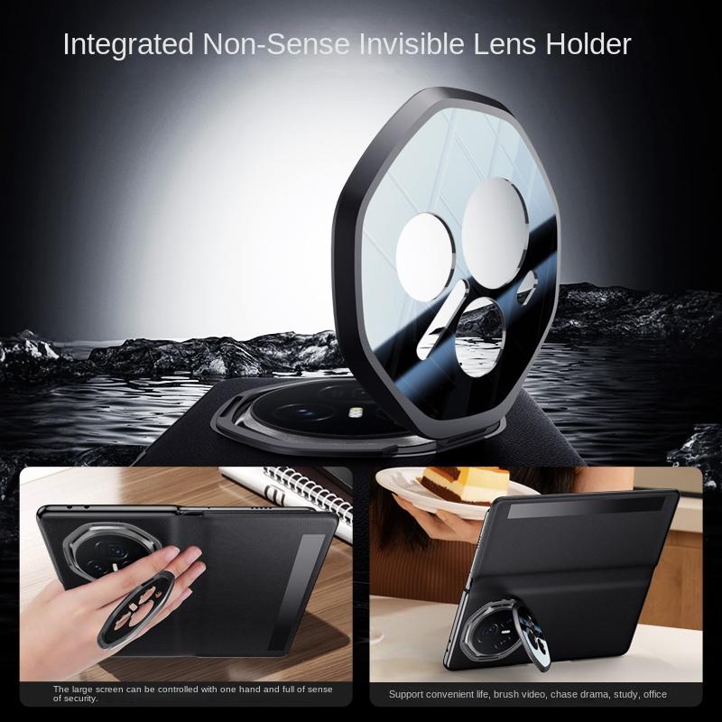 For Honor Magic V3 VS3 Metal Lens All-Inclusive Stand Foldable Smart Plating Frame Anti-Drop and Anti-Fingerprint Leather Case
