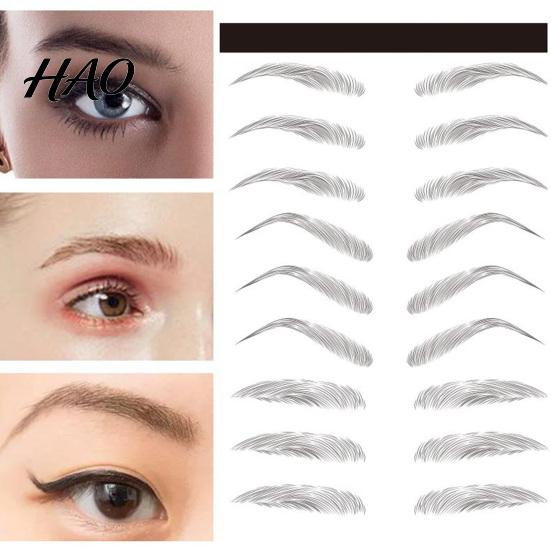 Eyebrow Tattoo Sticker 1 Sheet Various Shapes Nature 3D Effect Water-based Semi-permanent Transfers Arch Style Waterproof Hair-Like Grooming