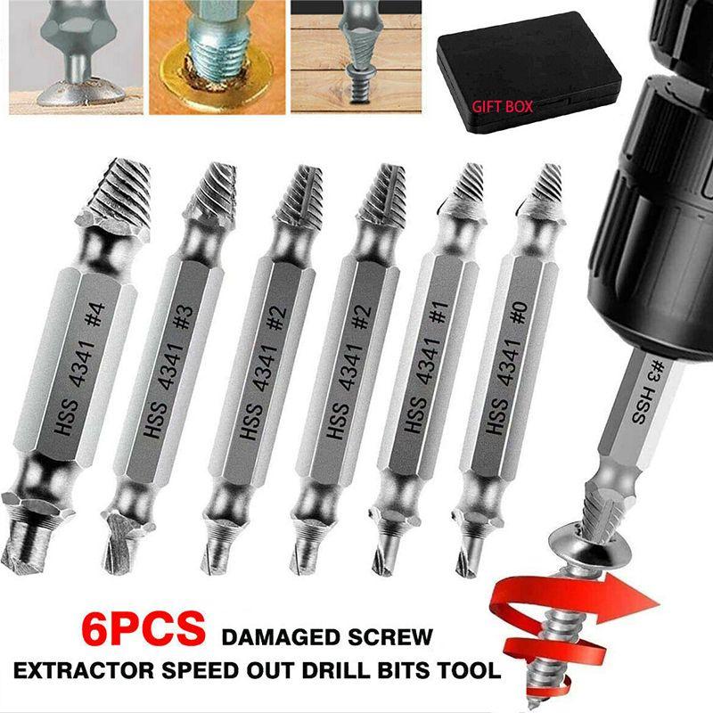 High Strength 6-piece Screw Extractor Remover Set For Effortless Damaged Screw Extraction
