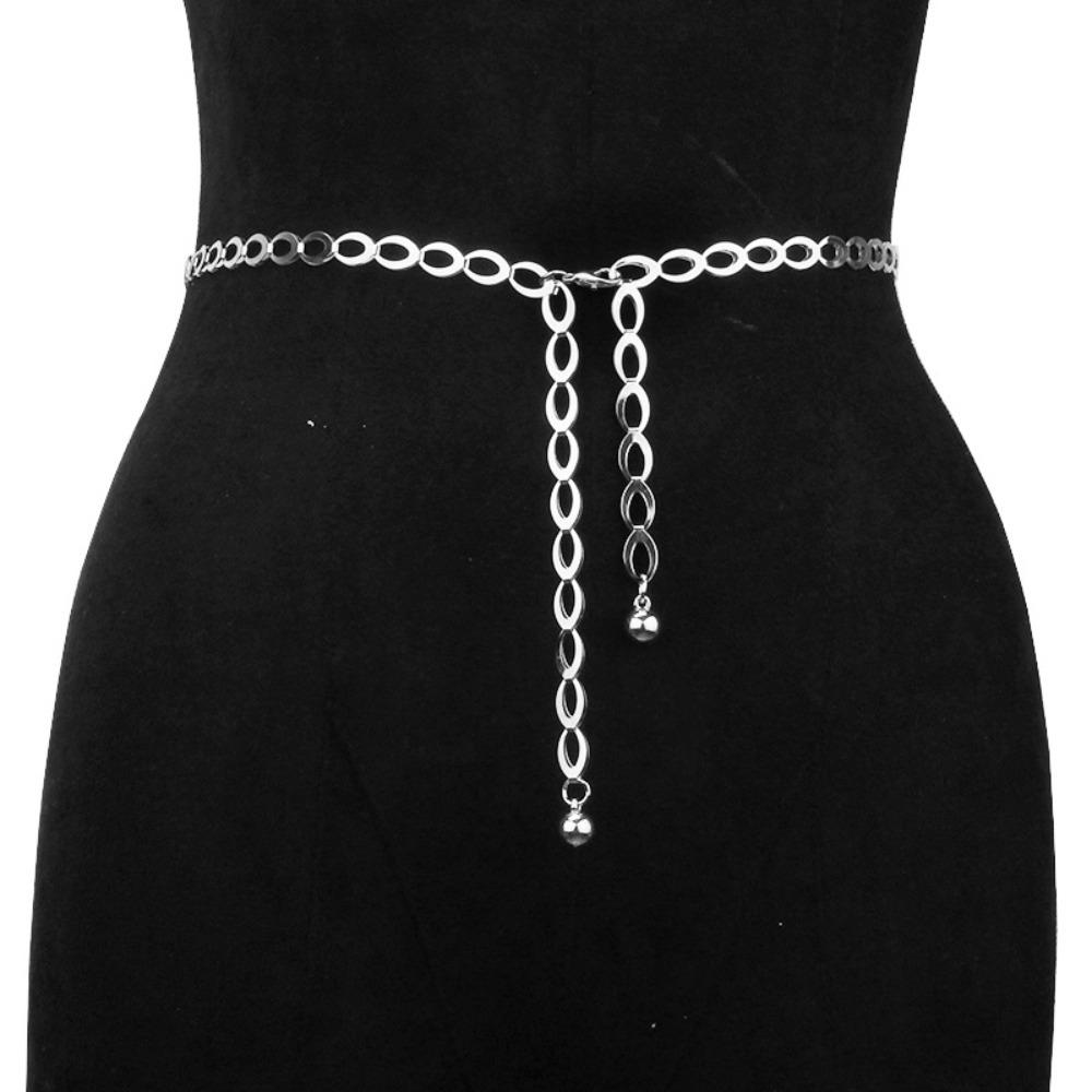 

Metal Waist Chain Silver Gold Color Waist Girdle Retro Chain Belts for Women Dress Style 1-Silver