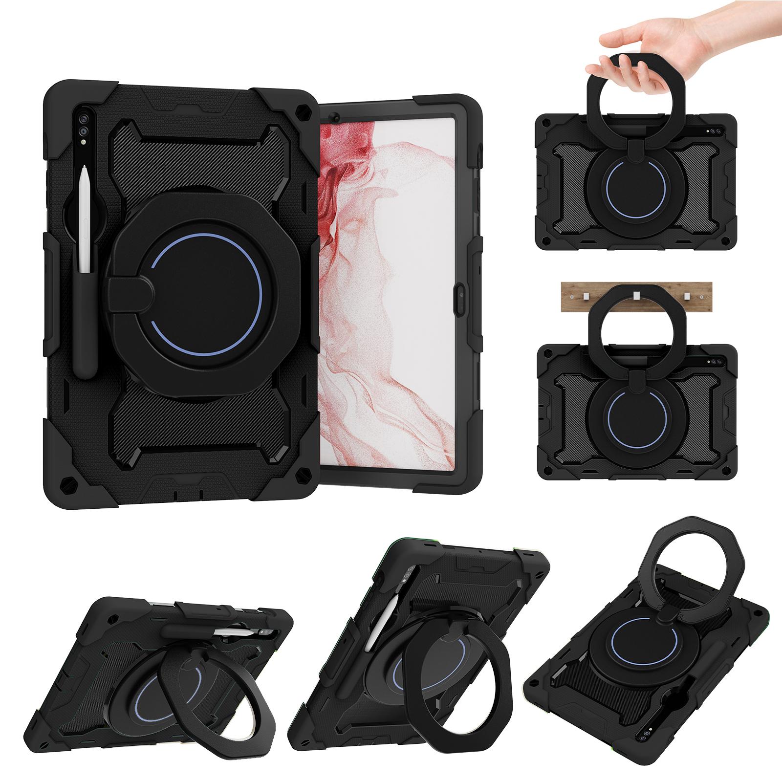 Kindertas voor Samsung Galaxy Tab S7 S8 S9 Plus FE Ultra SM-T970 T730 X800 X900 X810 X610 X910 Roterende Standaard Pantserhoes Funda S8Plus12.4 X800 X806 zwart