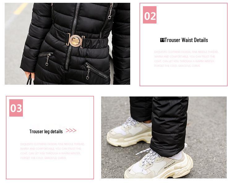 Women's Thickened Winter Fashion Cotton Two-Piece Set: Slimming Waist-Cinched Design