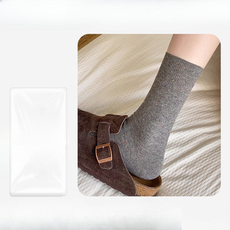 Ladies Autumn Winter Thickened Warm Spot Solid Color Assorted Vertical Pit Strip Medium Tube Pile Socks