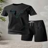 Sommer Herren Freizeit Sport Kurzarm T-Shirt Shorts Zweiteiler Anzug