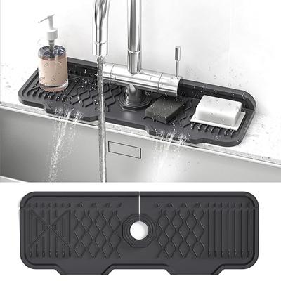 Silicone Faucet Splash Guard, Kitchen Sink Splash Guard Behind, Faucet Handle Drip Catcher Tray, Sink Splash Guard Mat Faucet