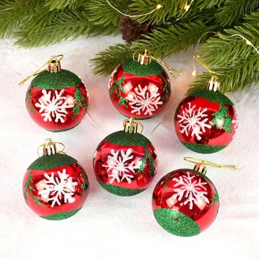 6Pcs/Set 6cm Glitter Christmas Ball Set Colorful Glitter Xmas Hanging Ball  Holiday Decor