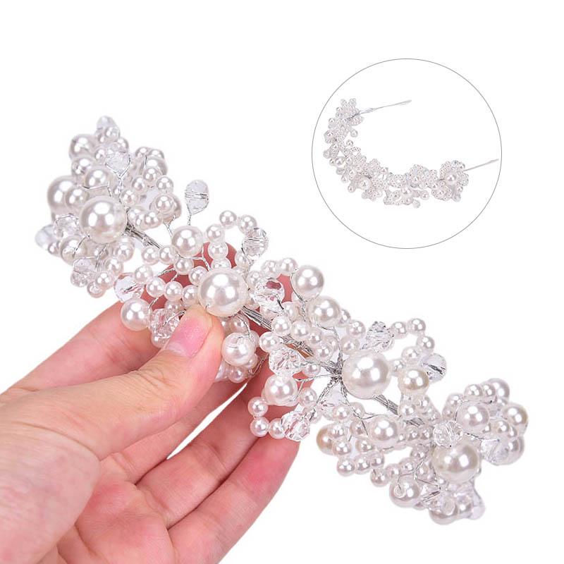 Bridal Wedding Headband Crystal Flower Tiara Crown Pearl Rhinestone Hair Band