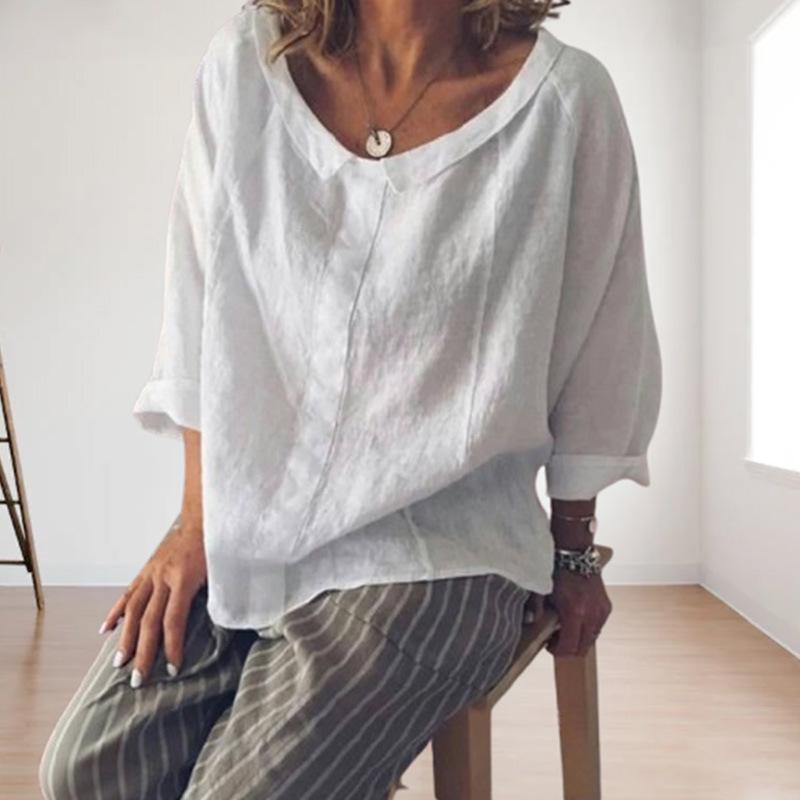 European & American Style Loose Fit Long Sleeve Top - Women's Classic Autumn Round Neck
