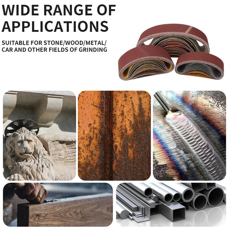 10pcs 75x533mm Sanding Belts Abrasive Bands for 3x21'' Sanders Belt Sander Abrasive Tools Woodworking Metal Polishing