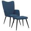 Vidaxl Armchair with Footrest, Blue, Fabric Upholstered