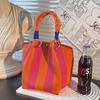 Borsa a Secchiello alla Moda da Donna con Anello Metallico Borsa a Shopper in Maglia Ampia Borsa a Mano Color Block per Tempo Libero Viaggi Pendolarismo Quotidiano