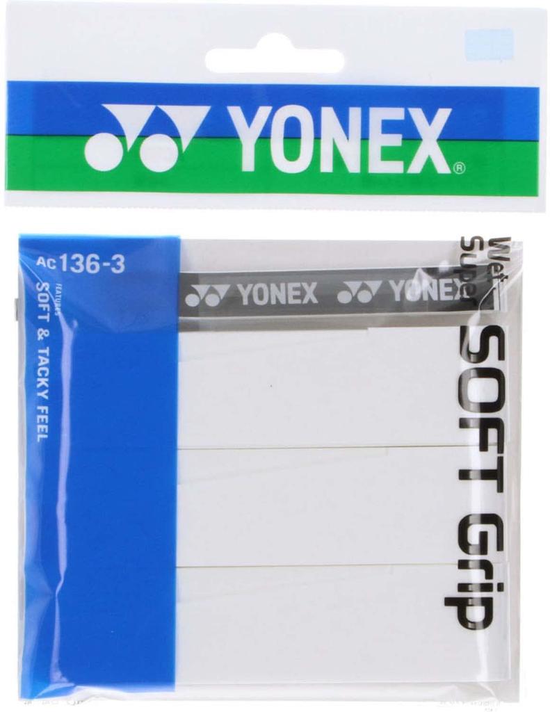 YONEX Wet Super Soft Grip of 011 White (Pack 3) AC136-3