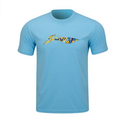 Round Neck Logo Print Quick-Dry Breathable Training Running Short Sleeve T-Shirt Unisex T-Shirt Crescent-Blue AHSS241-3