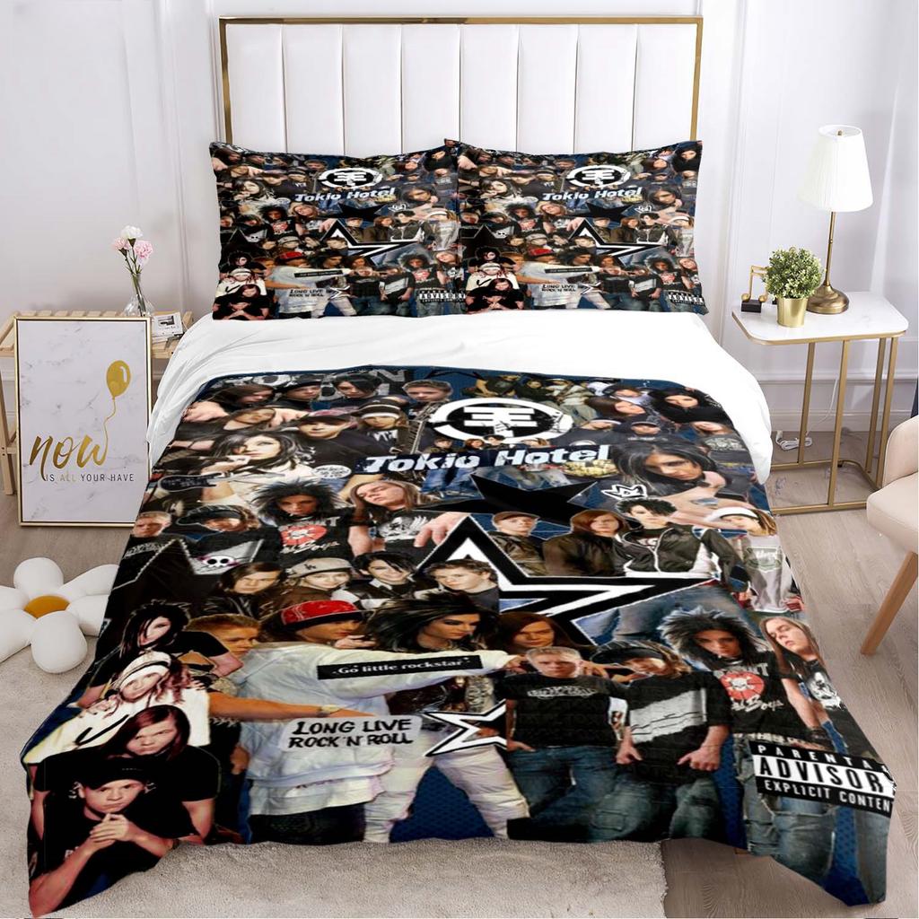 Tokio Hotel 3D Tisk Rocková Kapela Celoroční Povlak na Přikrývku Ložní soupravy Měkký Potah na Přikrývku a Povlaky na Polštáře Jednolůžko_Dvoulůžko_Queen_King