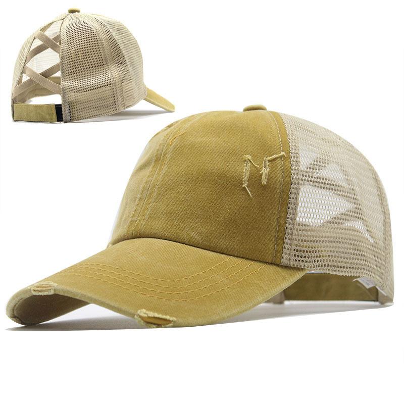 New Popular Outdoor Cross Ponytail Cap Sports Broken Edge Baseball Cap Summer Ladies Running Cap
