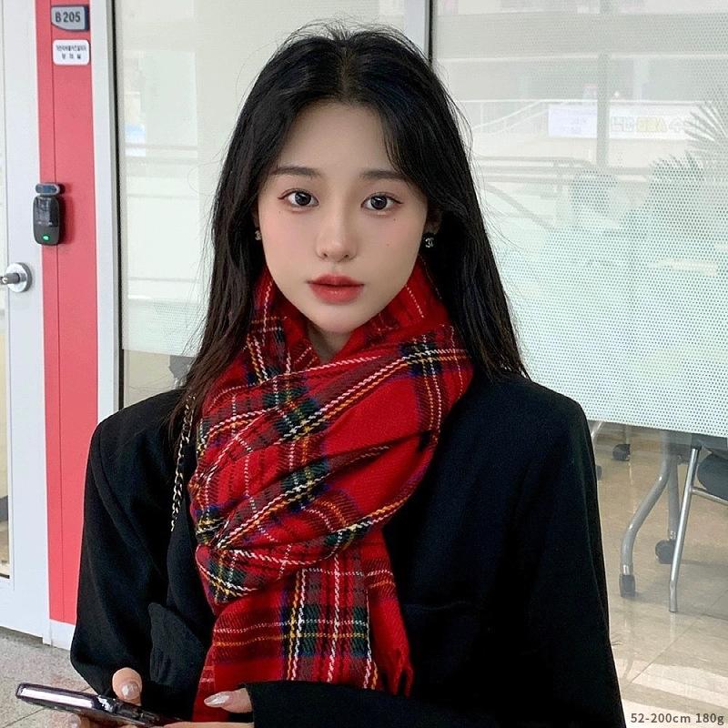 British Style Plaid Scarf Versatile Imitation Cashmere Scarf Shawl Advanced Sense Student Men'S And Women'S Scarf