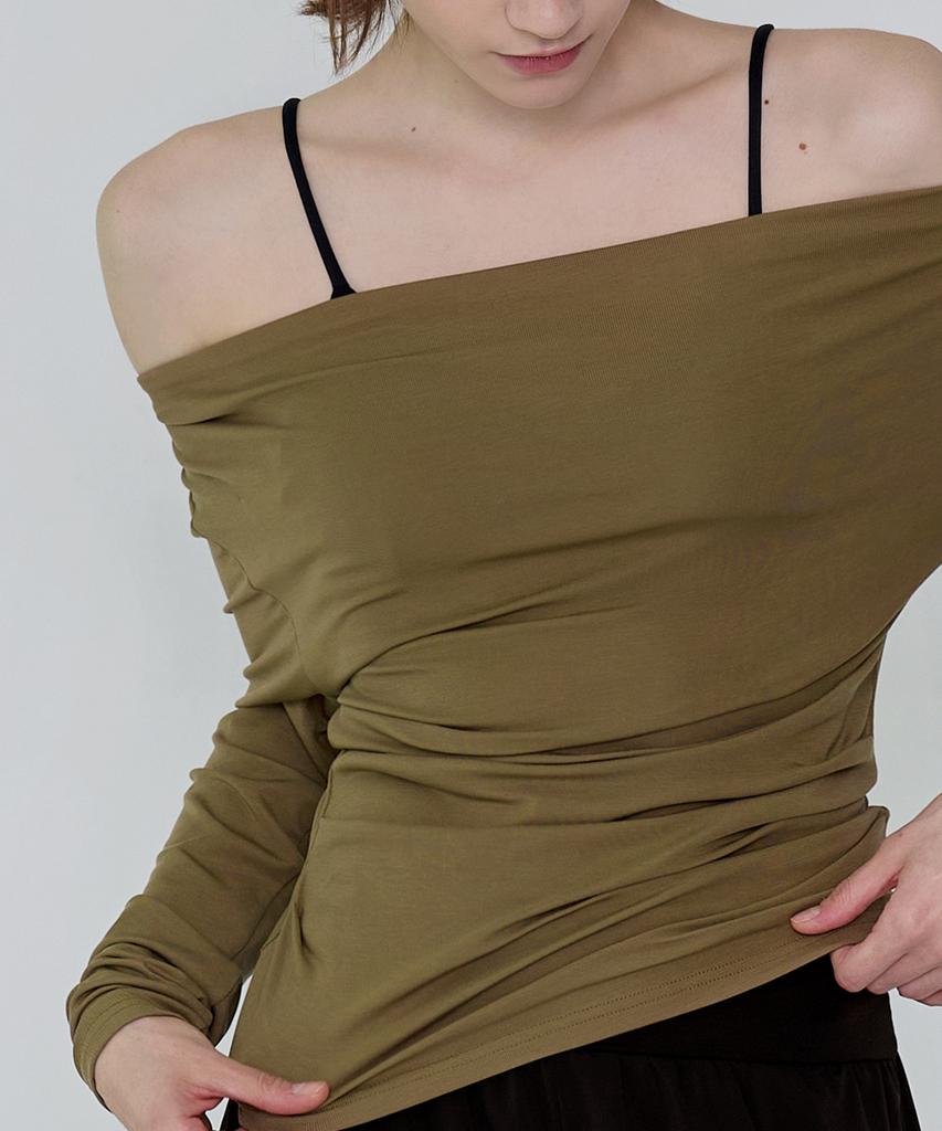 Debiweeo Drape Two-Way Long Sleeve Devi-T0143-Olive Khaki