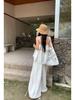 Elegant White Women's Summer 2026 Fashion: Ruffled Camisole & Wide-Leg Pants Skirt Set