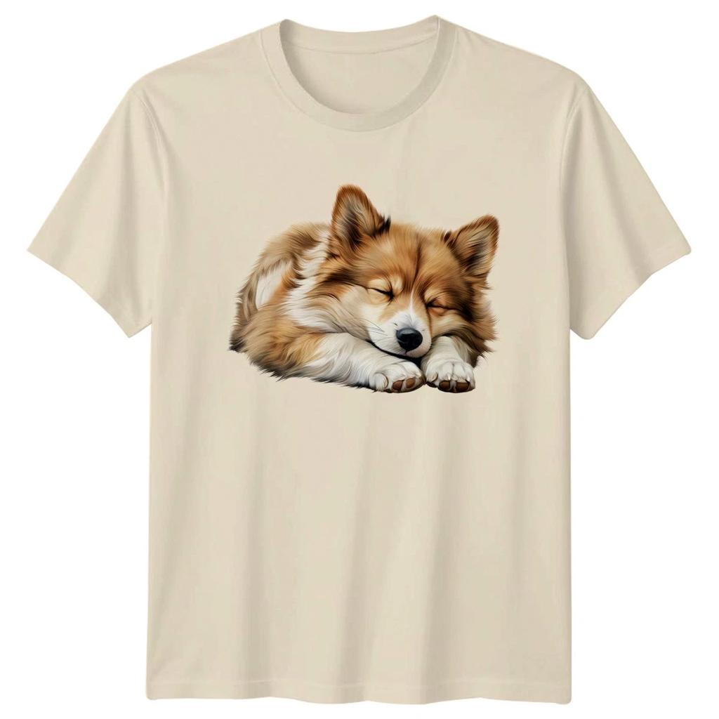 Sleeping Puppy Dog Animals Mens T-Shirt Womens Tee Graphic Unisex Top -b