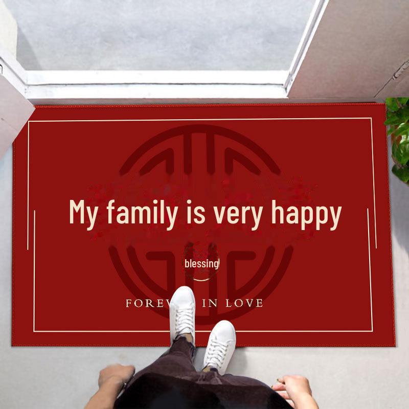 Kırmızı Düğün Kapı Paspasları - Yeni Evlilerin Dekorasyonu İçin Şık Giriş Halısı