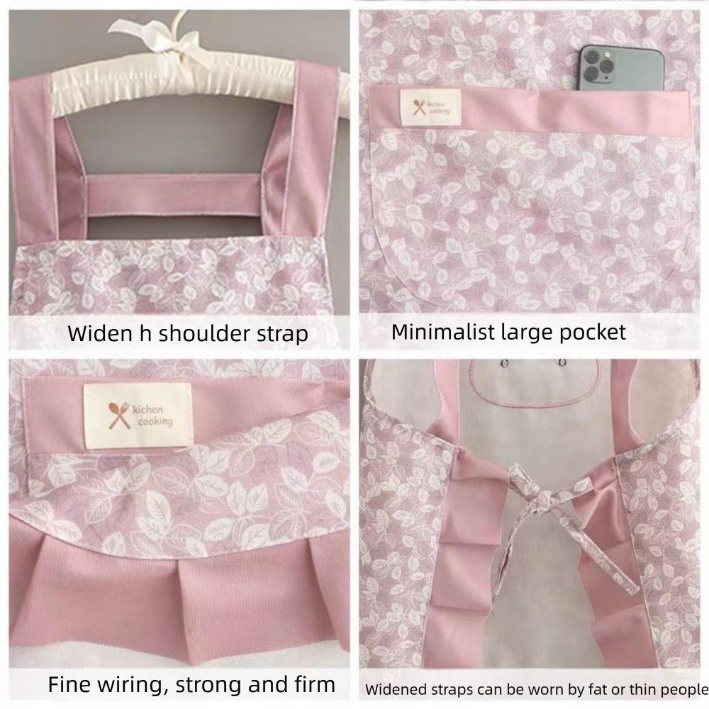 Floral Style Kitchen Cooking Apron Stain-proof Catering Waist Apron Household Work Apron Adult