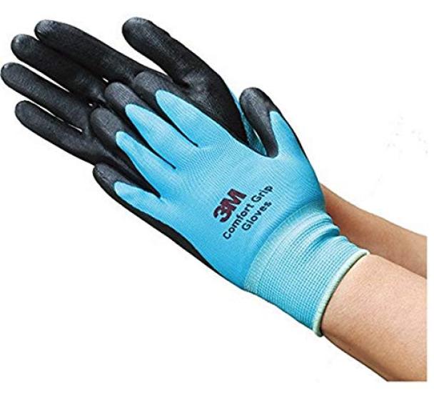 3M Nitrile Foam Coated Work 3D Comfort Stretch Smart Gloves, Fit, Touch, Washable, Thin, 10-Pack (Small, Blue)