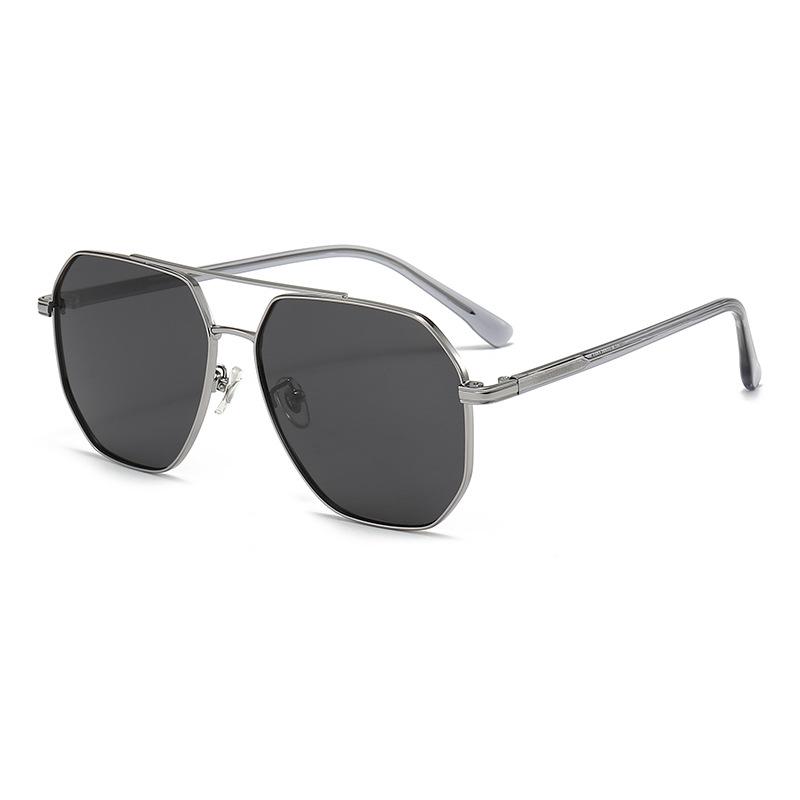 Fashionable Polarized Men s Polygonal Sunglasses: Double Bridge, Large Frame, Anti-glare for Outdoor Driving