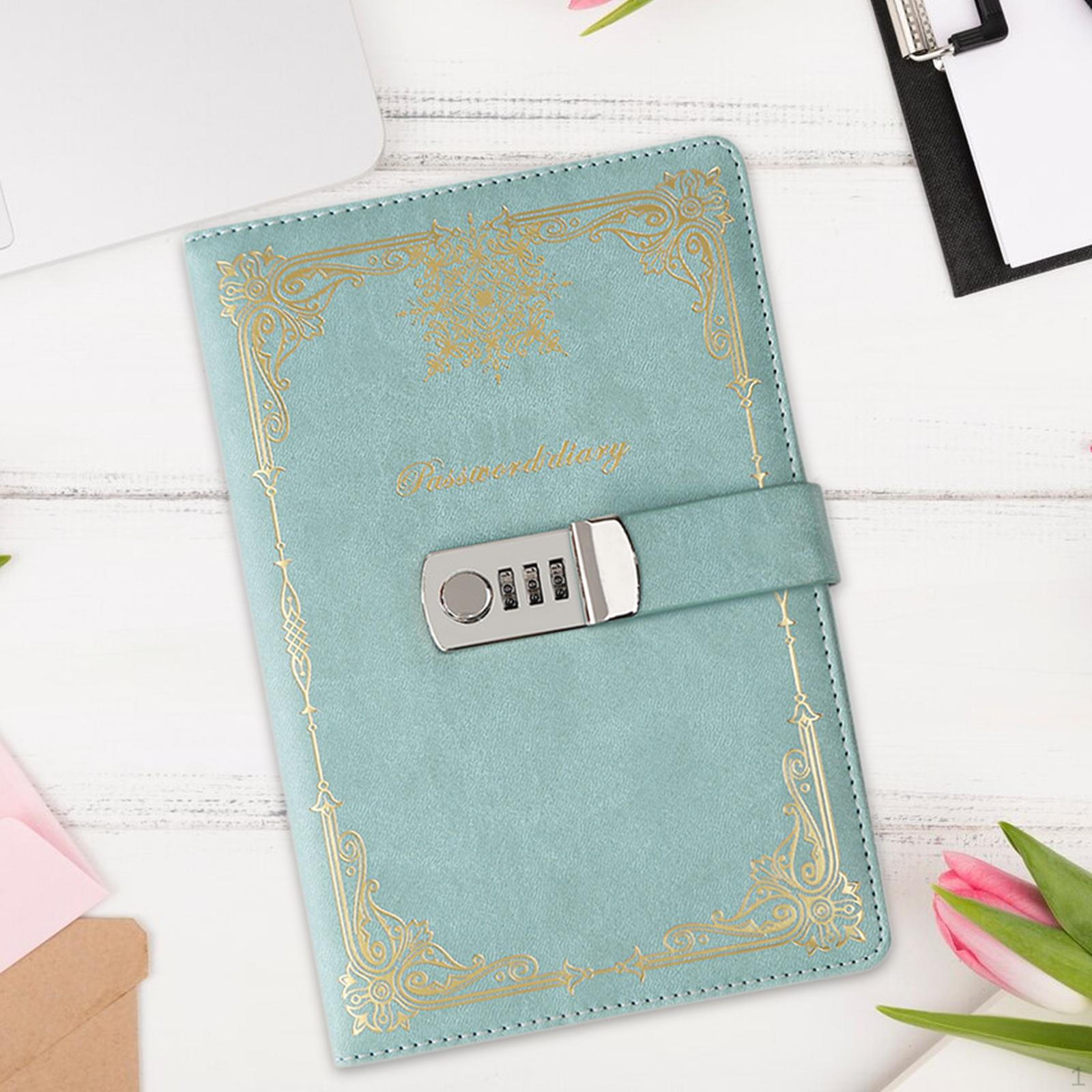 

Дневник с замком, блокнот из искусственной кожи, портативный журнал с блокировкой пароля для зелёный