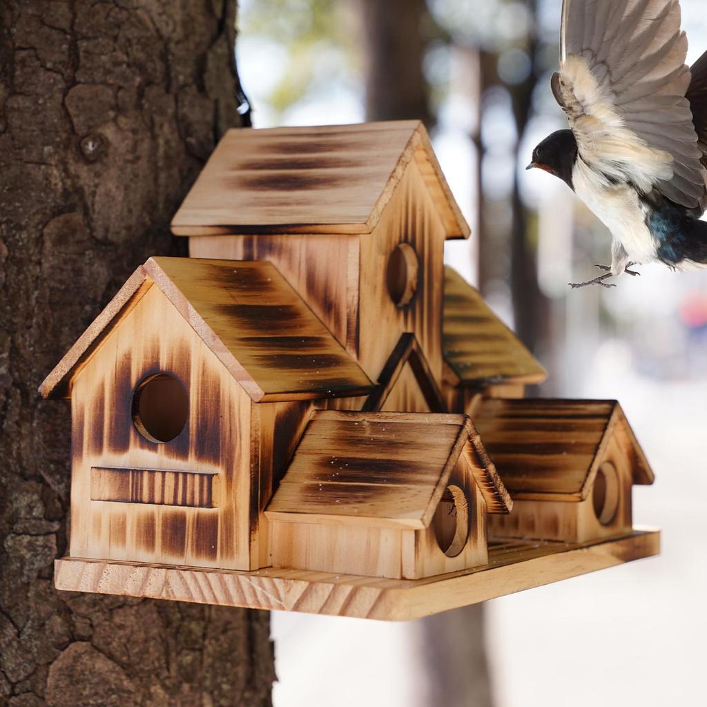 Outdoor Wooden Bird House, Ventilated Hanging Bird House, For Small Birds, Chick