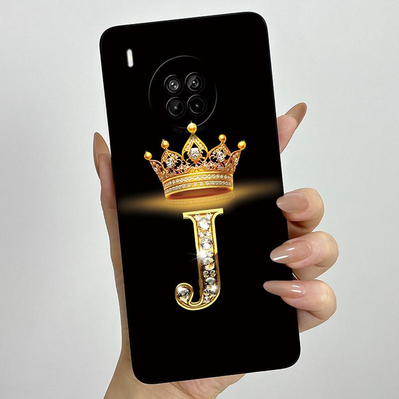 For Huawei Nova 8i Honor 50 Lite Crown Initial Letter Couple Phone Case Nova8i Honor 50Lite Soft Silicone TPU Protective Casing