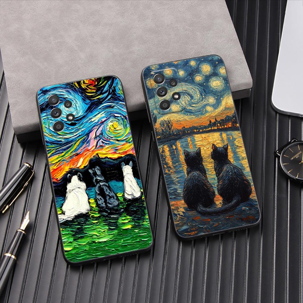 Cat Van Gogh Starry Painting Phone Case For Samsung Galaxy A57 A56 A37 A55 A36 A26 A54 A52 A35 A34 A25 A17 A16 A15 A07 A06 Cover