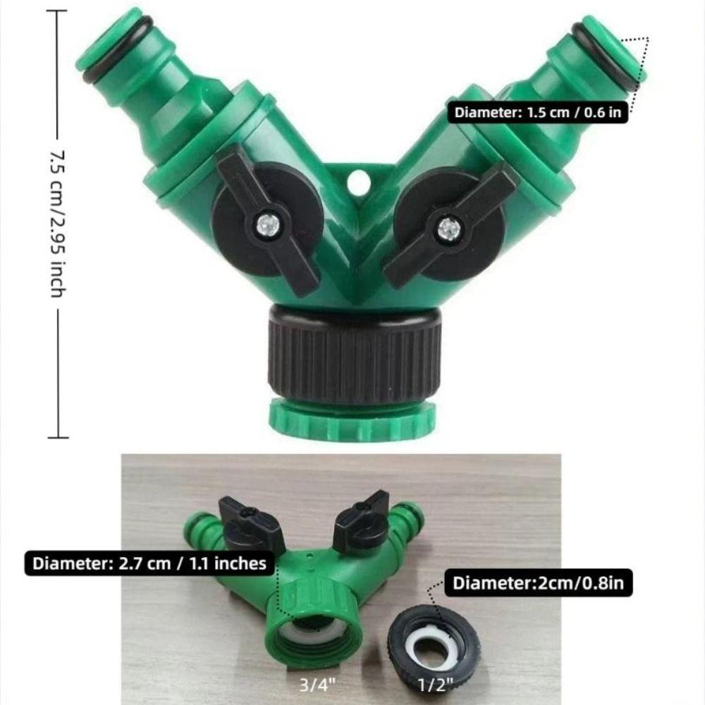 Female Thread Water Splitter Pipe Fitting Valved Splitter Y-Shaped Quick Connector Garden