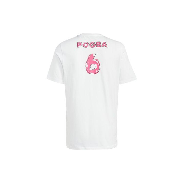 Adidas Pogba Icon Graphic Tee Hand-Drawn Pattern Printed Soccer Short Sleeve T-Shirt Men Tops White HT5186